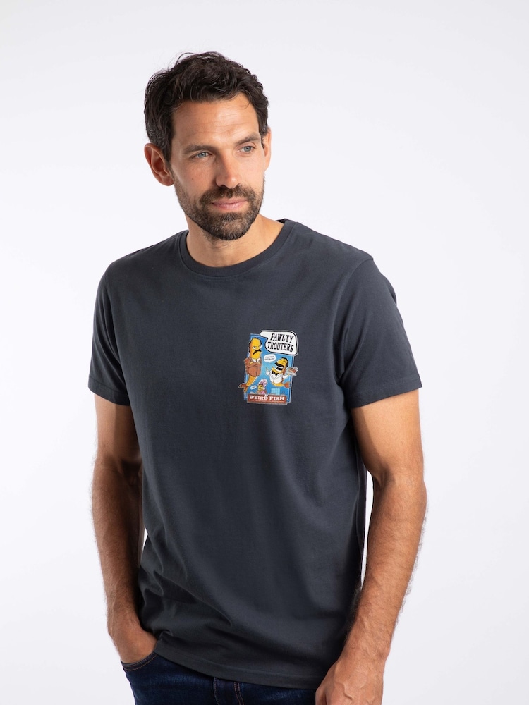 Weird Fish Blue Fawlty Trouters Back Print Artist T-Shirt - Image 2 of 6