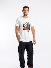 Weird Fish Cream Aspect Mountains Front Print Graphic T-Shirt - Image 3 of 6