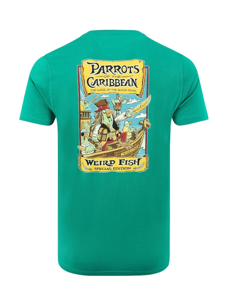 Weird Fish Green Parrots Of The Caribbean Back Print Artist T-Shirt - Image 6 of 6