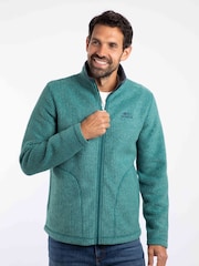 Weird Fish Green Shires Full Zip Grid Fleece - Image 1 of 7