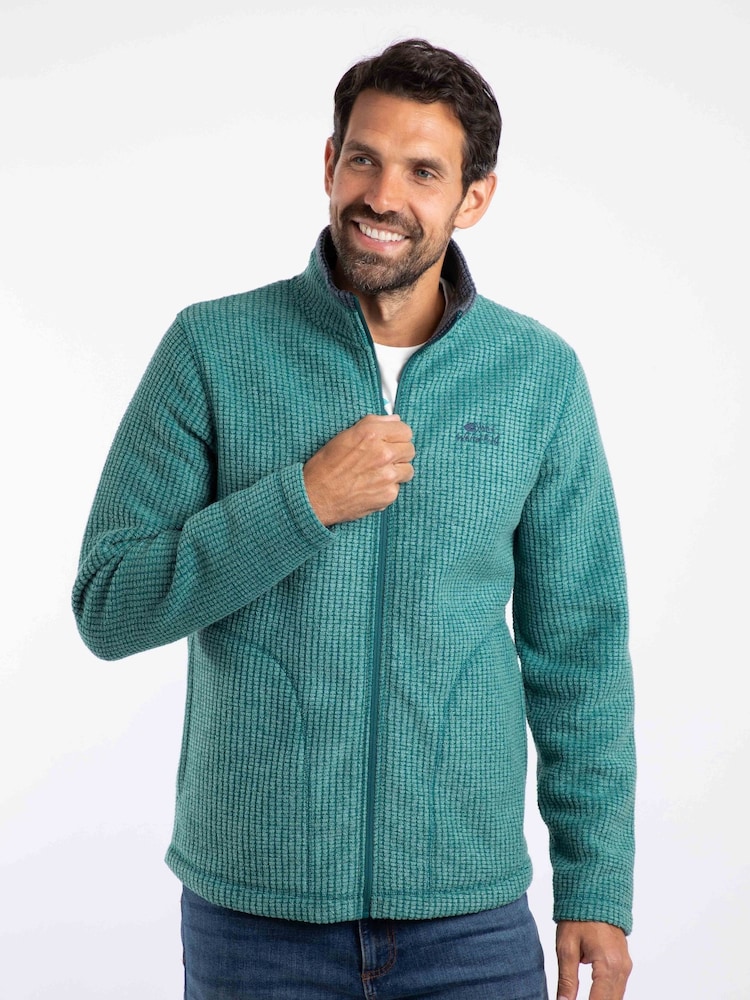 Weird Fish Green Shires Full Zip Grid Fleece - Image 1 of 7 Weird Fish Green Shires Full Zip Grid Fleece - Image 1 of 7