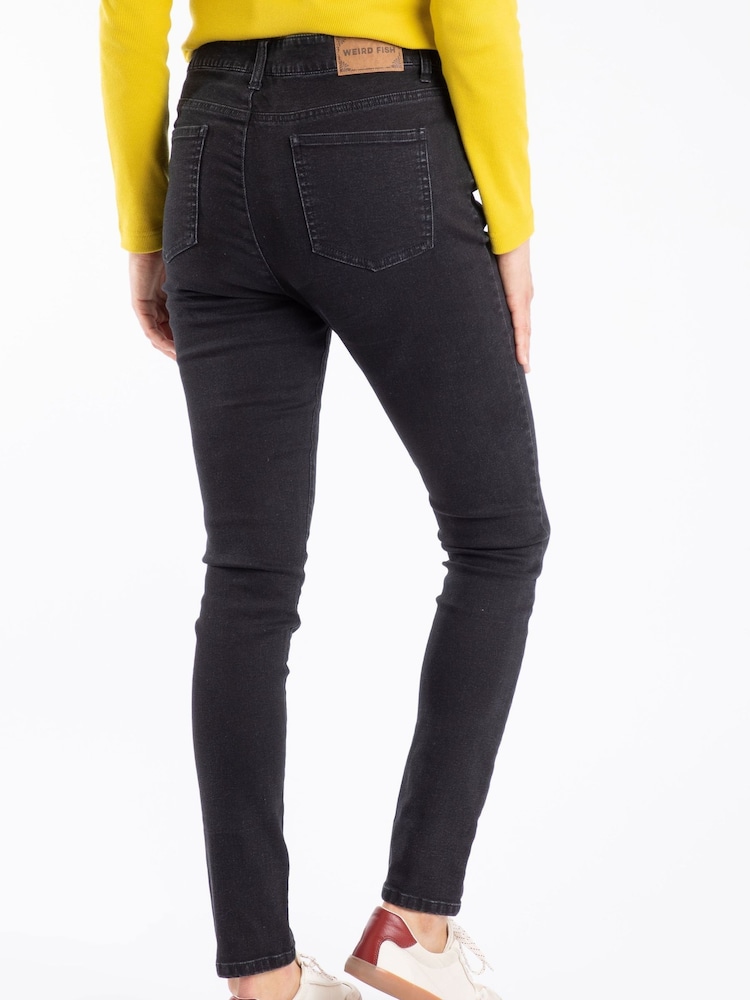 Weird Fish Black Gerrie Mid-Rise Slim Leg Jeans - Image 2 of 7 Weird Fish Black Gerrie Mid-Rise Slim Leg Jeans - Image 2 of 7