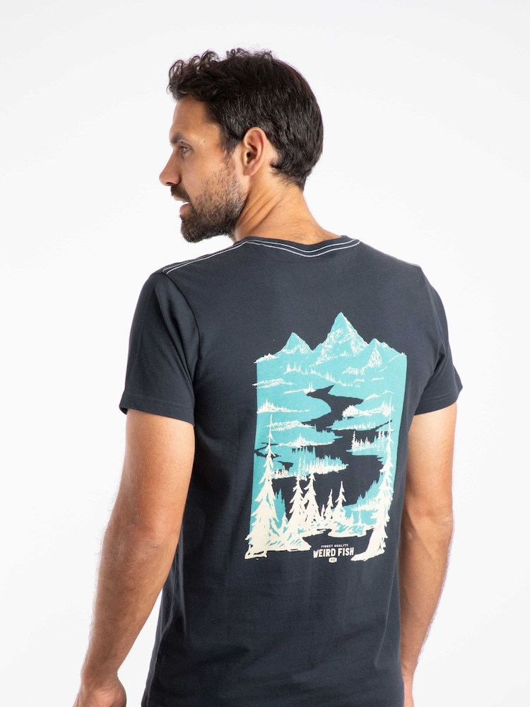 Weird Fish Blue Mountain Valley Back Print Graphic T-Shirt - Image 2 of 6