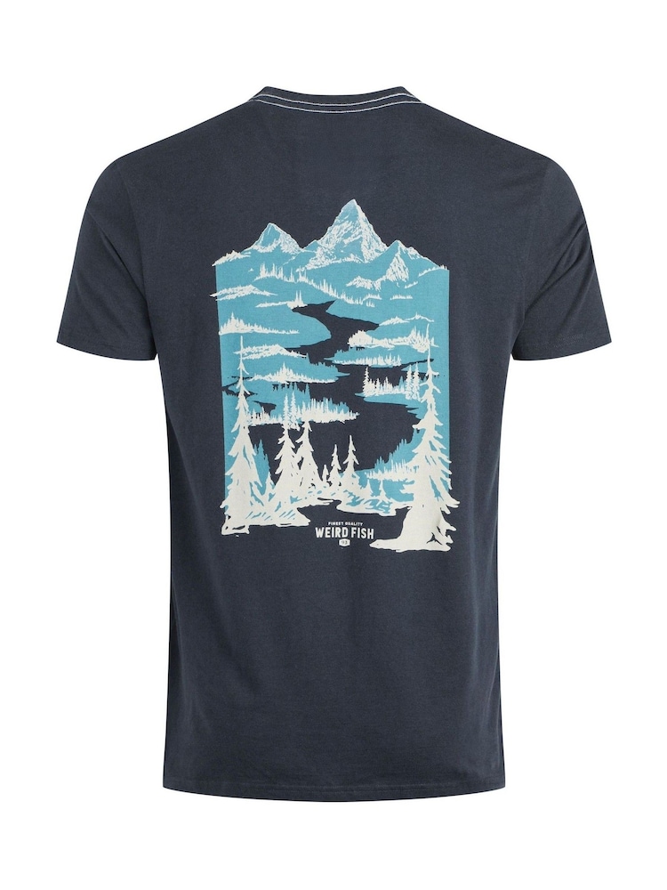 Weird Fish Blue Mountain Valley Back Print Graphic T-Shirt - Image 6 of 6