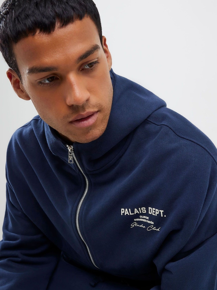 River Island Blue Oversized Palais Dept Zip Through Hoodie - Image 4 of 4