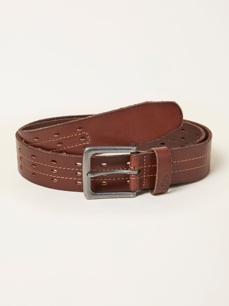 FatFace Chestnut Brown Leather Punch Out Belt - Image 1 of 2