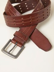 FatFace Chestnut Brown Leather Punch Out Belt - Image 2 of 2