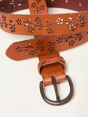 FatFace Tan Brown Floral Cut Out Belt - Image 2 of 2