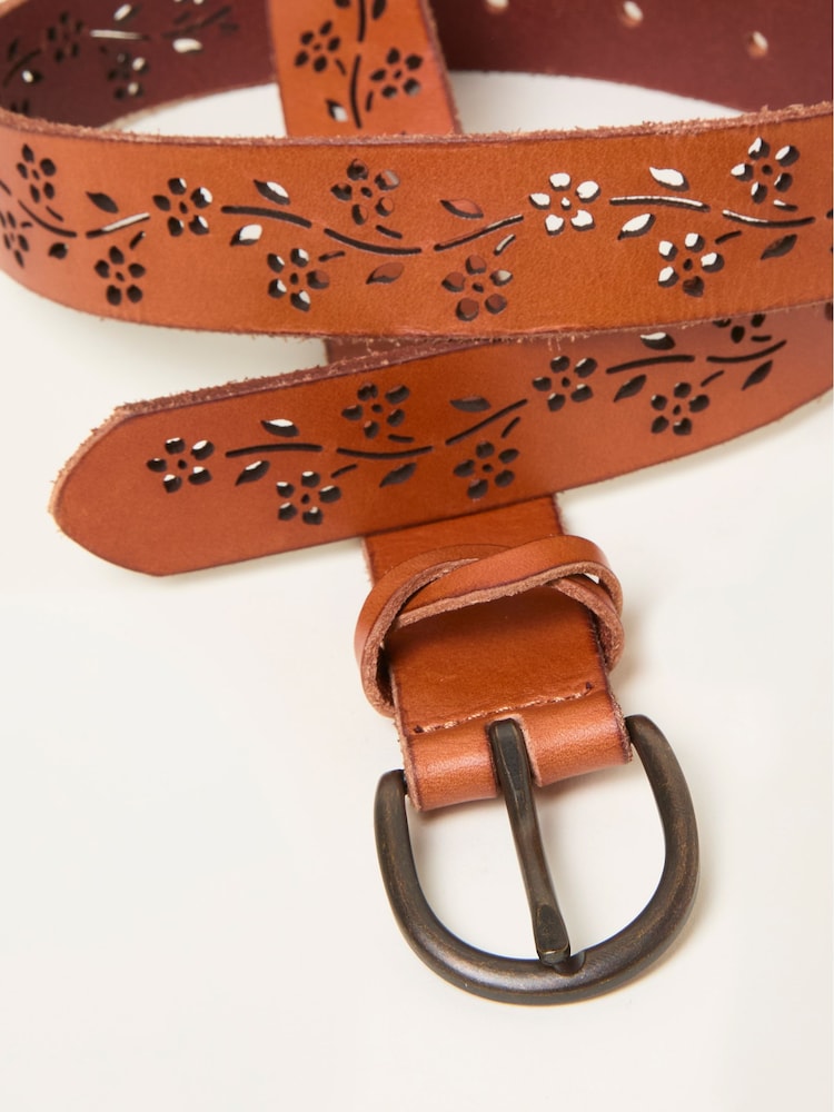 FatFace Tan Brown Floral Cut Out Belt - Image 2 of 2