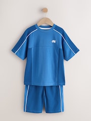 Blue Colourblock Short Sleeve T-Shirt and Shorts Set (3-16yrs) - Image 1 of 5