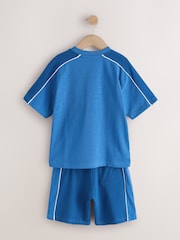 Blue Colourblock Short Sleeve T-Shirt and Shorts Set (3-16yrs) - Image 3 of 5