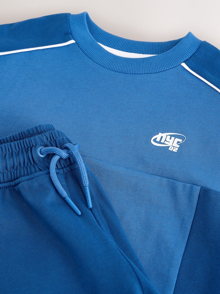 Blue Colourblock Short Sleeve T-Shirt and Shorts Set (3-16yrs) - Image 5 of 5