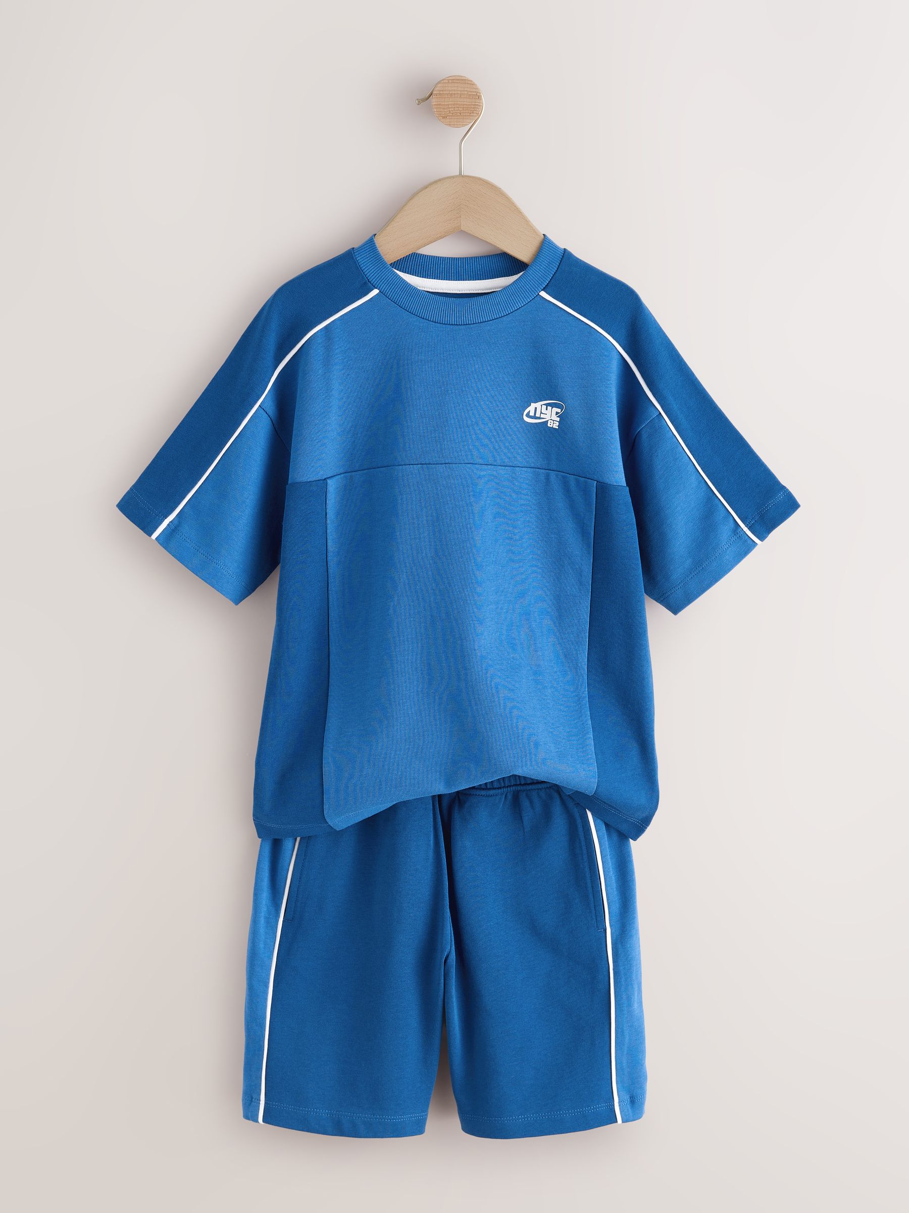 Buy Blue Colourblock Short Sleeve T-Shirt and Shorts Set (3-16yrs