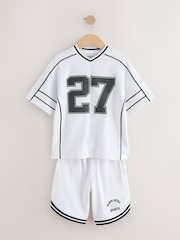 White Varsity T-Shirt and Shorts Set (3-16yrs) - Image 1 of 5