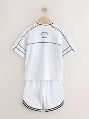 White Varsity T-Shirt and Shorts Set (3-16yrs) - Image 3 of 5