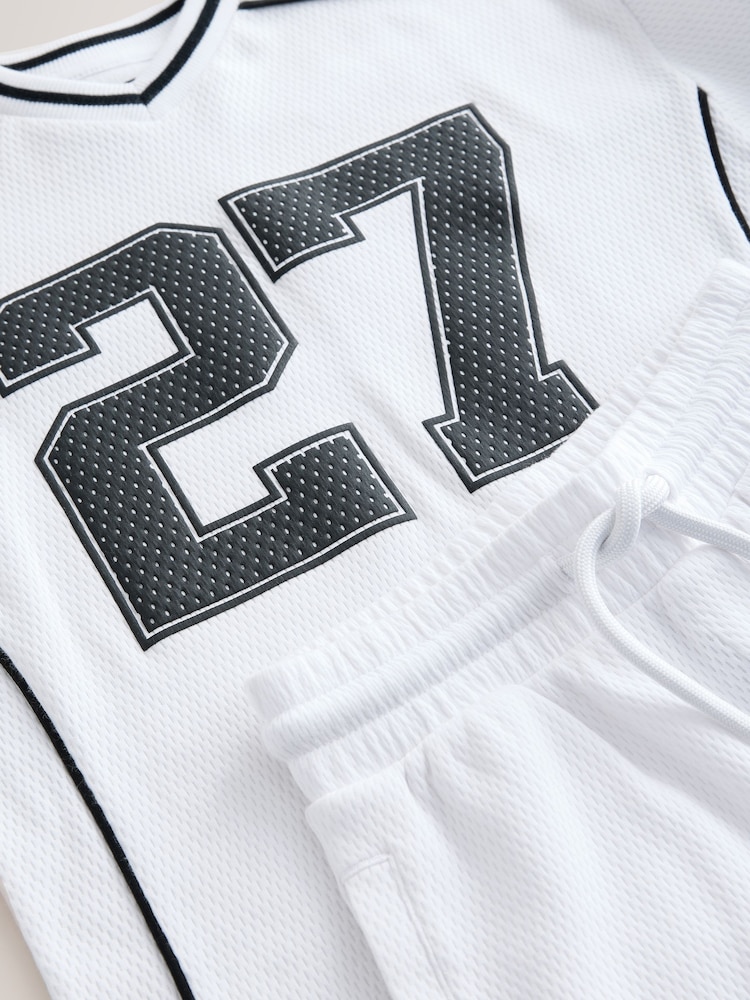 White Varsity T-Shirt and Shorts Set (3-16yrs) - Image 5 of 5 White Varsity T-Shirt and Shorts Set (3-16yrs) - Image 5 of 5