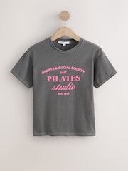 Charcoal Grey Graphic Pilates Short Sleeve T-Shirt - Image 1 of 3