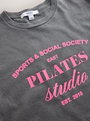Charcoal Grey Graphic Pilates Short Sleeve T-Shirt - Image 3 of 3