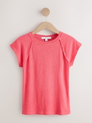 Red Raw Seam Detail Short Capped Sleeve T-Shirt - Image 5 of 7