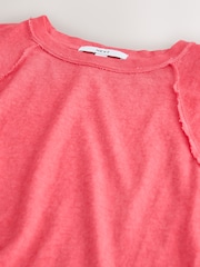 Red Raw Seam Detail Short Capped Sleeve T-Shirt - Image 7 of 7