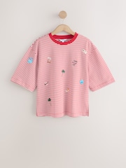 Red Short Sleeve Embroidered T-Shirt - Image 4 of 6