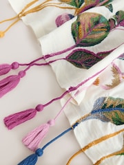 Ecru Graphic Embroidered Vegetable Tassel Short Sleeve T-Shirt - Image 8 of 8