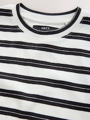 Black/White Stripe Ribbed Crew Neck Short Sleeve T-Shirt - Image 7 of 8