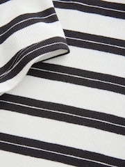 Black/White Stripe Ribbed Crew Neck Short Sleeve T-Shirt - Image 8 of 8