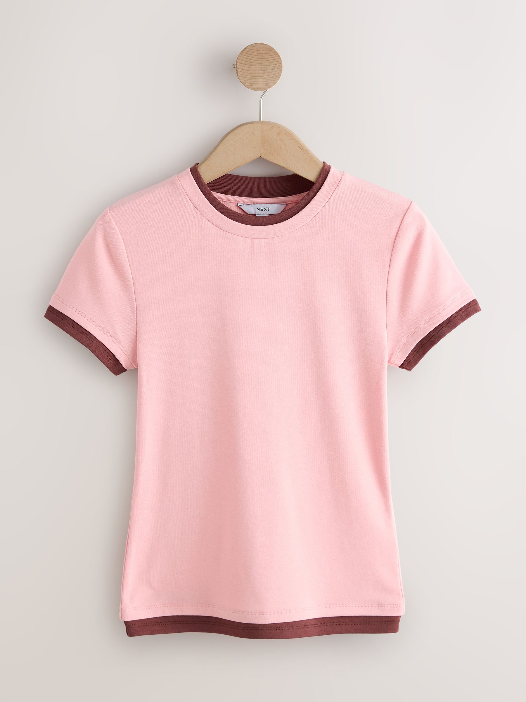 Comprar Rosa/Marrón - Camiseta de manga corta con cuello redondo y