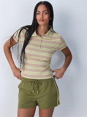 Grün gestreift - Fitted Short Sleeve Polo Top - Bild 3 von 8