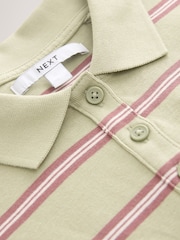Grün gestreift - Fitted Short Sleeve Polo Top - Bild 7 von 8