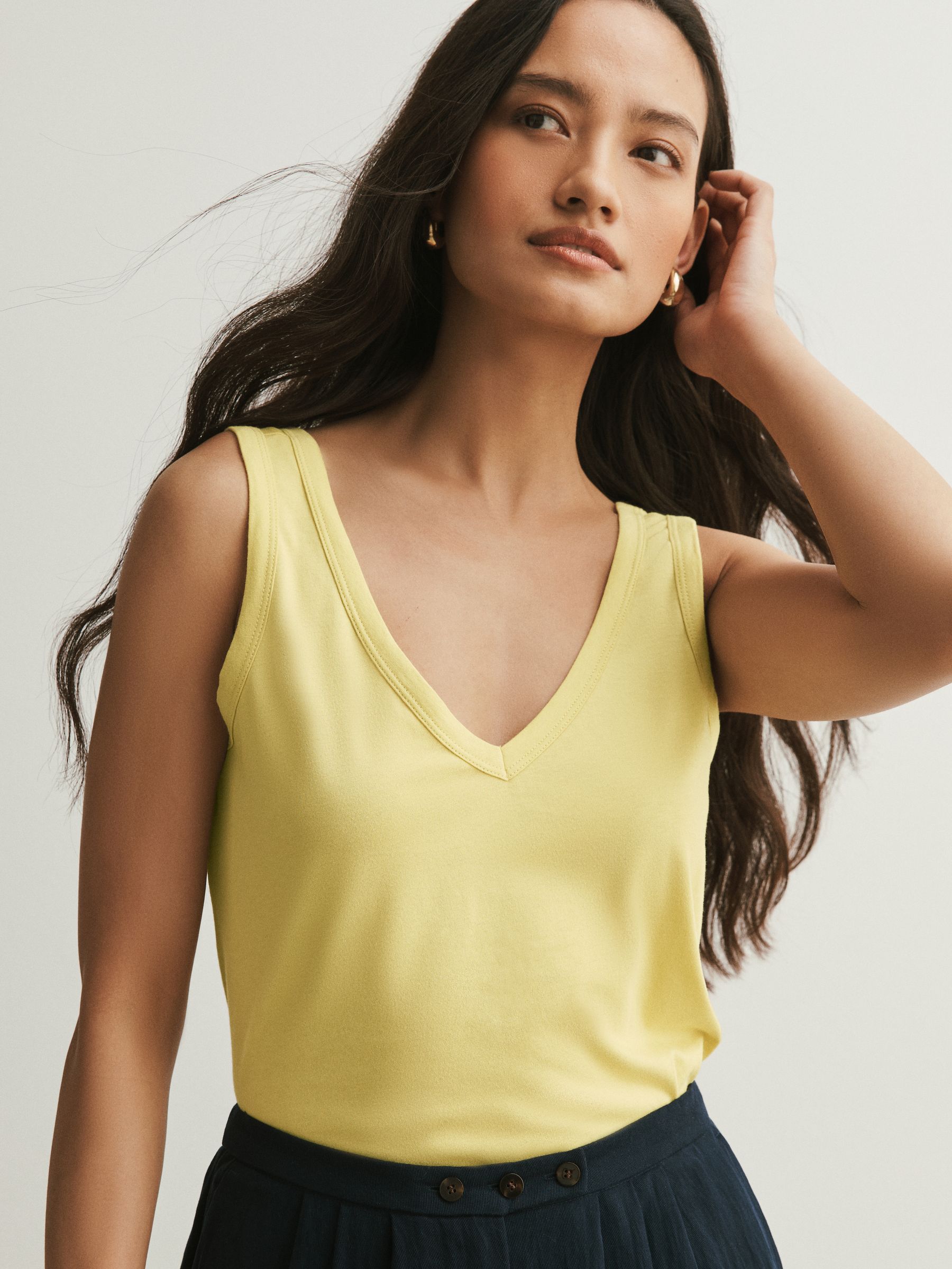 Buy Green/Yellow/Orange 3 Pack TENCEL™ Modal Slouch V-Neck Vests