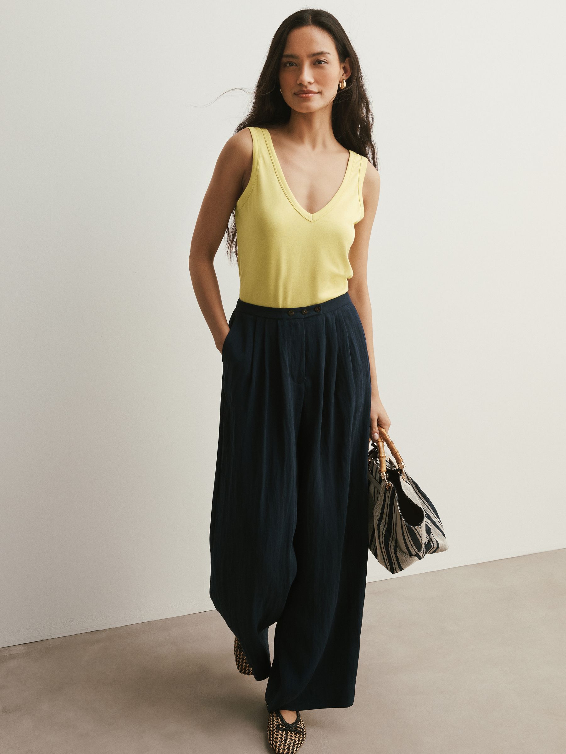 Buy Green/Yellow/Orange 3 Pack TENCEL™ Modal Slouch V-Neck Vests