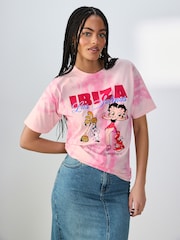 Pink Official Betty Boop Licence Graphic Short Sleeve Crew Neck T-Shirt - Image 1 of 6
