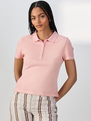 Rosa - Fitted Short Sleeve Polo Top - Bild 2 von 4
