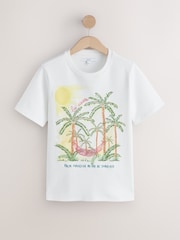 أبيض بيج فاتح - Embroidered Beaded Heavyweight Short Sleeve Crew Neck T-Shirt - صورة 5 من 7