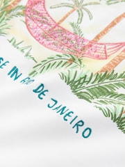 أبيض بيج فاتح - Embroidered Beaded Heavyweight Short Sleeve Crew Neck T-Shirt - صورة 6 من 7