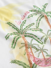 أبيض بيج فاتح - Embroidered Beaded Heavyweight Short Sleeve Crew Neck T-Shirt - صورة 7 من 7