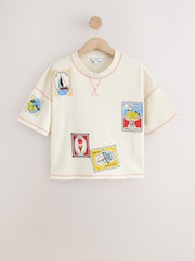 Ecru Summer Badge Graphic Boxy Crew Neck T-Shirt - Image 6 of 8