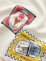 Ecru Summer Badge Graphic Boxy Crew Neck T-Shirt - Image 7 of 8