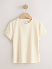 Neutro - Beige Ribbed Cropped Badge Detail T-Shirt - Imagen 6 de 8