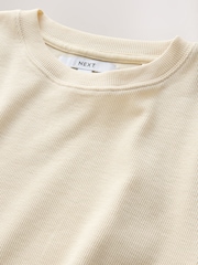 Neutro - Beige Ribbed Cropped Badge Detail T-Shirt - Imagen 7 de 8