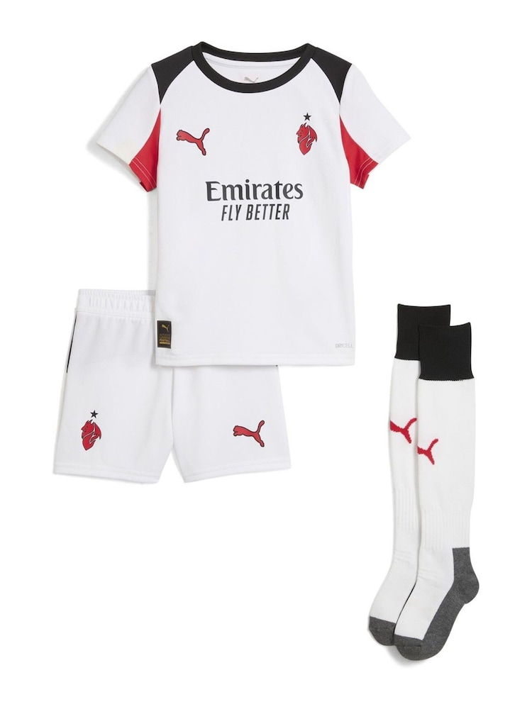 Puma White AC Milan 25/26 Kids Away Minikit - Image 1 of 1 Puma White AC Milan 25/26 Kids Away Minikit - Image 1 of 1