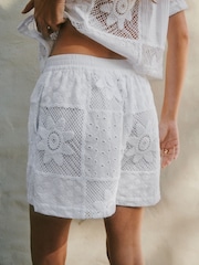 White N. Premium Crochet Patchwork Shorts - Image 4 of 8