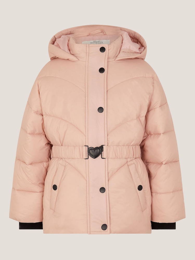 Monsoon Pink Belted Puffer Coat - Image 1 of 3 Monsoon Pink Belted Puffer Coat - Image 1 of 3