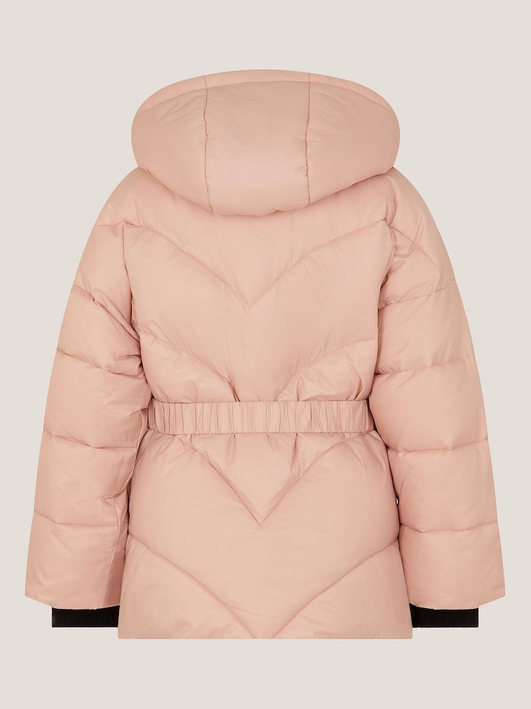 Monsoon Pink Belted Puffer Coat - Image 2 of 3 Monsoon Pink Belted Puffer Coat - Image 2 of 3