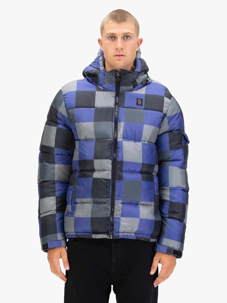 Luke 1977 Blue Yupick Hooded Jacket FD Check 3 - Image 1 of 7 Luke 1977 Blue Yupick Hooded Jacket FD Check 3 - Image 1 of 7