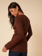 Nobodys Child Brown Ribbed Longline Cardigan - Image 2 of 5