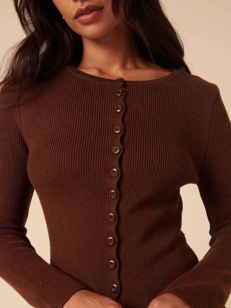 Nobodys Child Brown Ribbed Longline Cardigan - Image 5 of 5