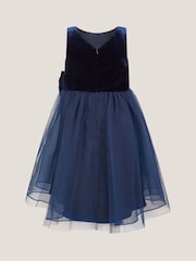 Monsoon Blue Velvet Bow Party Dress - Image 2 of 4